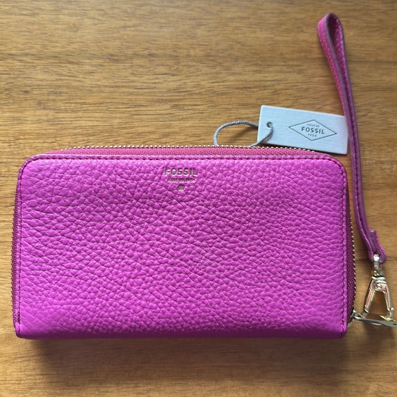 Fossil Bags New Fossil Sydney Zip Wallet Purse Raspberry Poshmark